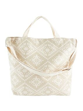 Summer & Rose Cotton Convertible Tote Crossbody Bag Cream Geometric